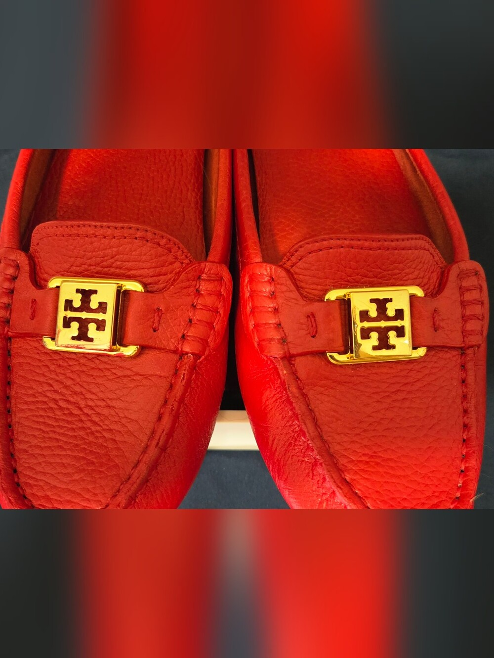 Tory Burch Red Leather Driving Loafers